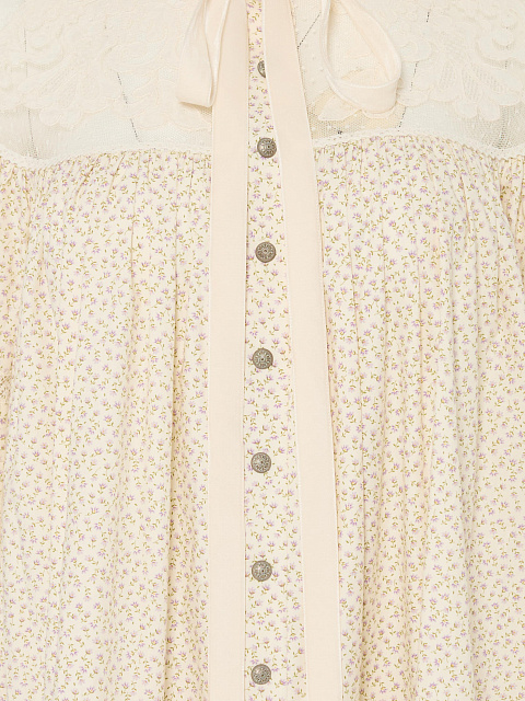 Milk-colored mini dress with floral print and lace, 5 Milk-colored mini dress with floral print and lace, 5