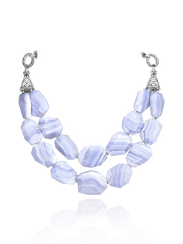 Lace Agate & Cubic Zirkonia & Amethyst Necklace, 1