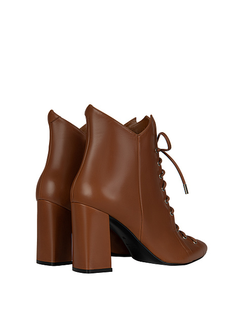 Brown Leather Lace-Up Ankle Boots, 3