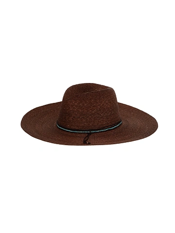 Brown Straw Hat With Amazonite & Leather Cord, 1
