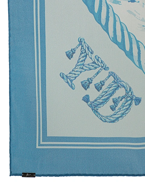 White and blue silk scarf with anchor, 3