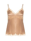Топ из коричневого шелка, отделка кружевом по низу и чашкам Топ из коричневого шелка, отделка кружевом по низу и чашкам