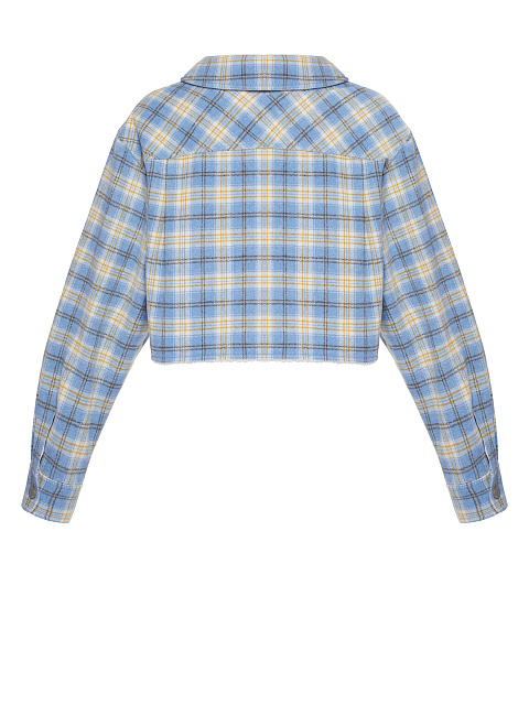 Light Blue Checked Cropped Faux Fur Lined Shirt, 2 Light Blue Checked Cropped Faux Fur Lined Shirt, 2