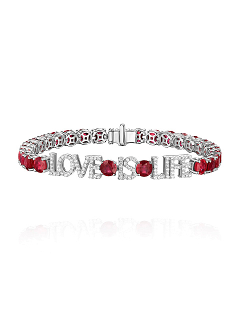 White gold bracelet with rubies and diamonds, 1 White gold bracelet with rubies and diamonds, 1