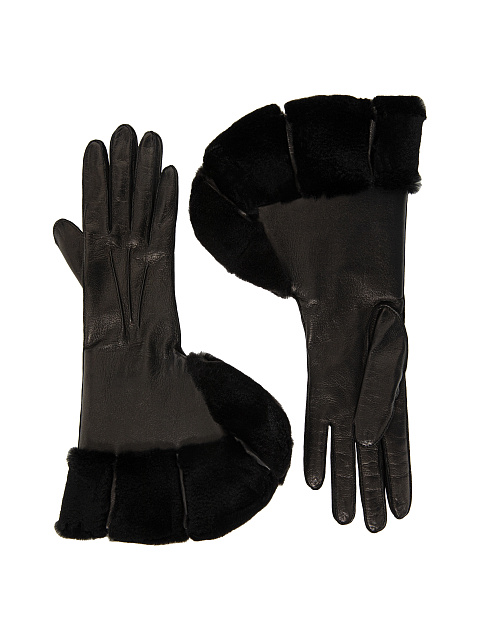 Black fur‑trim gloves, 2
