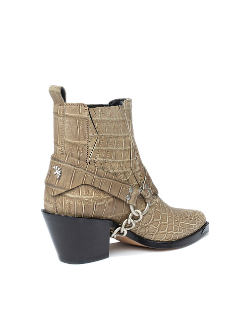 Light Khaki Crocodile Leather Cowboy Boots, 3