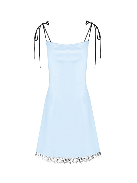 Light Blue Lace Trimmed Slip Dress, 1