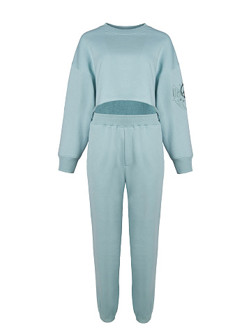 Light Blue Jersey Set With Cropped Sweatshirt, 1
