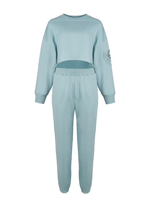 Light Blue Jersey Set With Cropped Sweatshirt, 1 Light Blue Jersey Set With Cropped Sweatshirt, 1
