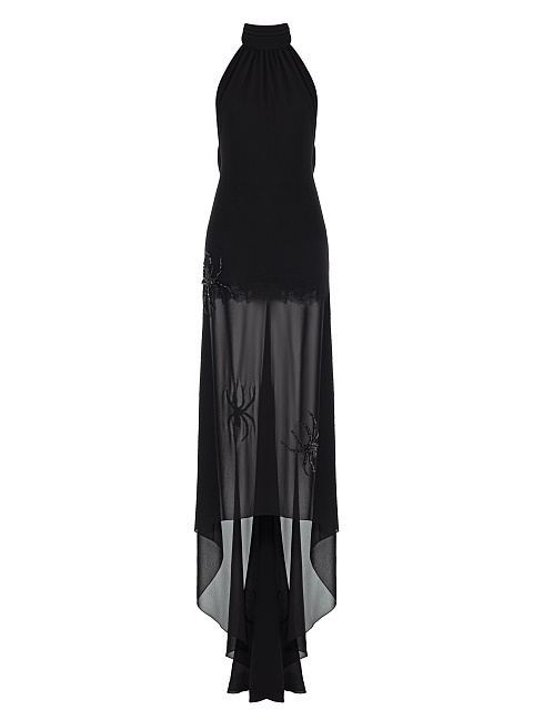 Black embroidered maxi dress, 1