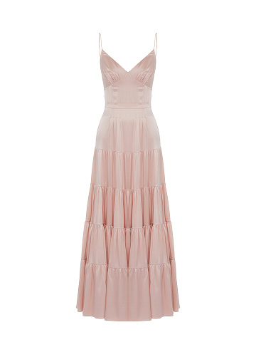 Light Pink Silk Maxi Dress, 1
