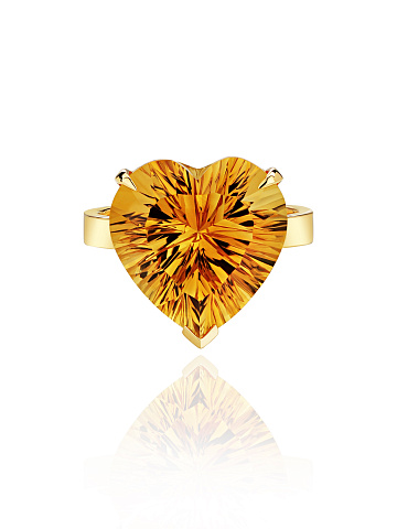 Yellow Gold & Heart-cut Citrine Ring, 2
