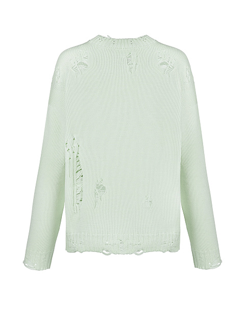 Distressed Mint Green Cotton Sweater, 2