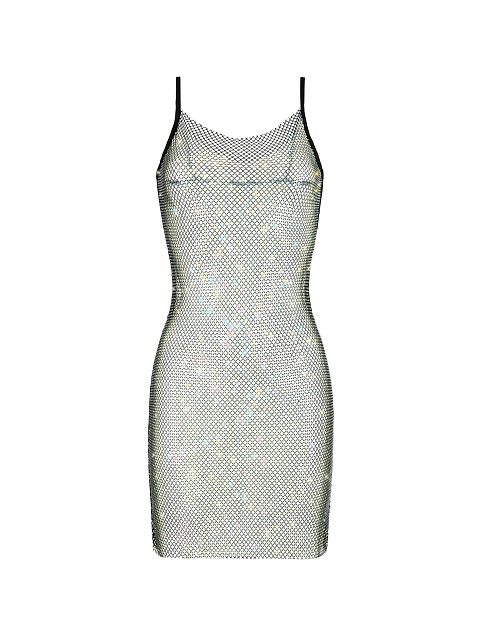 Black Rhinestones Mesh Dress, 1