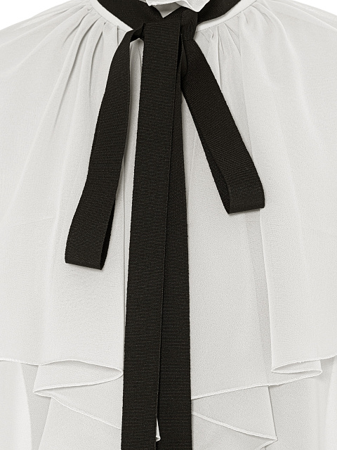 Milk-colored chiffon blouse with ruffles and ribbon, 4