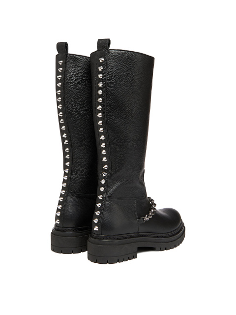 Blue Leather Studded Boots, 3