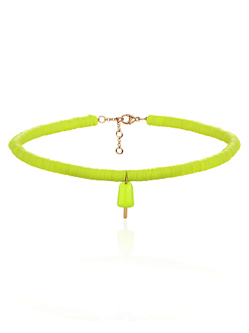 Kids Rose Silver, Yellow Rubber & Enamel Ice Cream Choker, 1