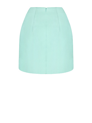 Turquoise Satin Mini Skirt, 2
