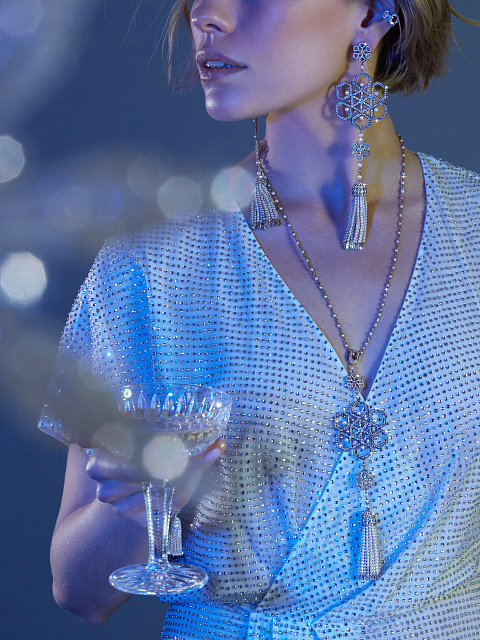 Gray Pearl Akoya & Spinel & Baguette Diamond & Black Gold Tassel Necklace, 4