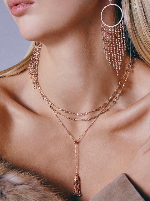 Rose Gold, Diamonds & Brown Pearls Hoop Earrings, 3