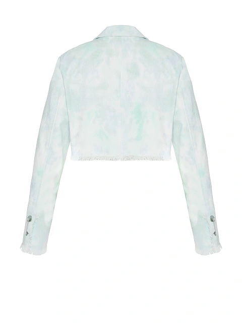 Green Tie-dye Cropped Denim Jacket, 2 Green Tie-dye Cropped Denim Jacket, 2