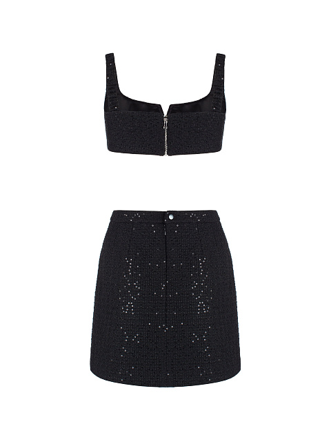 Black Tweed & Rhinestone Top & Mini Skirt, 2