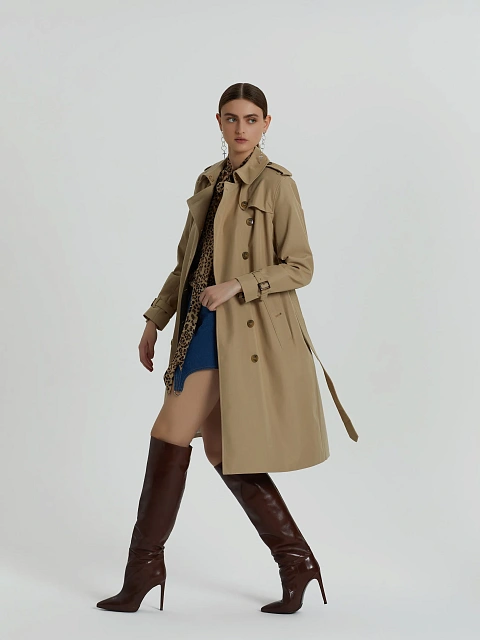 Beige Cotton Trench Coat, 5