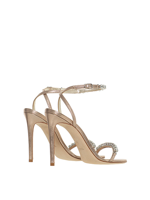 Bronze Leather Sandals With Rhinestones, 3 Bronze Leather Sandals With Rhinestones, 3