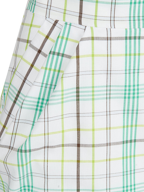 White & Green Checked Cotton Top & Mini Skirt, 5