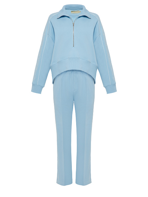 Light Blue & White "Yana" Embroidered Jersey Suit, 1 Light Blue & White "Yana" Embroidered Jersey Suit, 1
