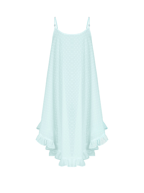 Turquoise Polka-Dot Chiffon Girl's Sundress, 1