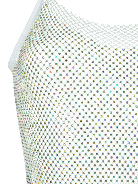 White Rhinestones Mesh Dress, 3