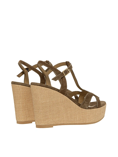 Khaki suede wedge sandals, 3 Khaki suede wedge sandals, 3