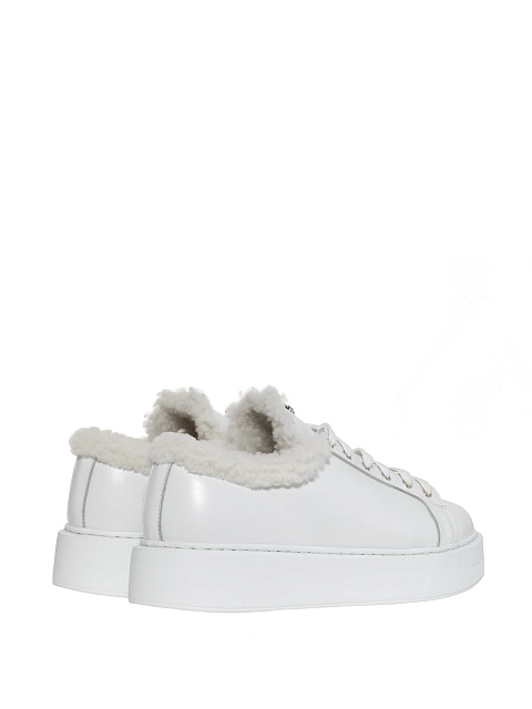 White leather sneakers with fur, 4