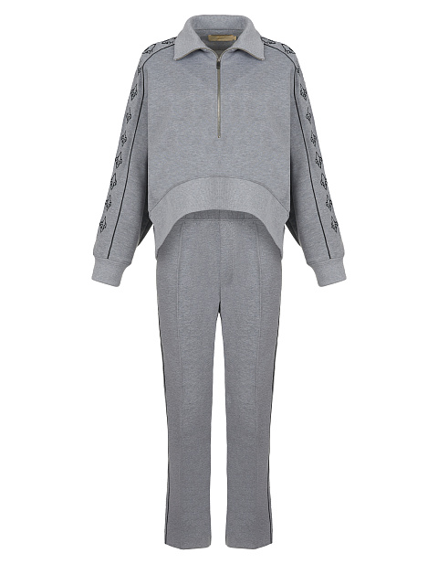 Grey Lily Embroidered Jersey Suit, 1