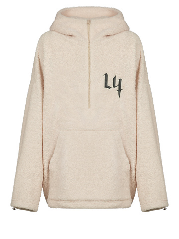 Ivory Boucle Oversized Hoodie, 1