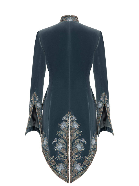 Grey-blue velvet tailcoat with embroidery, 2