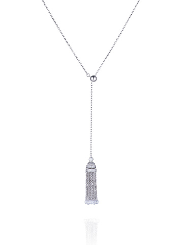 White Gold & Diamond Tassel Necklace, 1