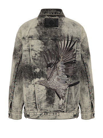 Grey denim jacket with an eagle on the back, 2