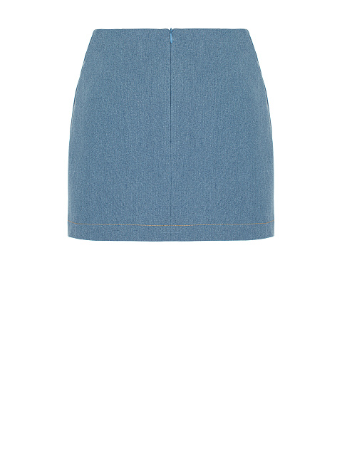 Light Blue Denim Lace Up Mini Skirt, 3