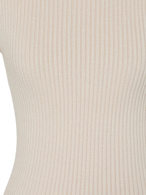 Light Beige Rib Jersey Mini Dress, 3