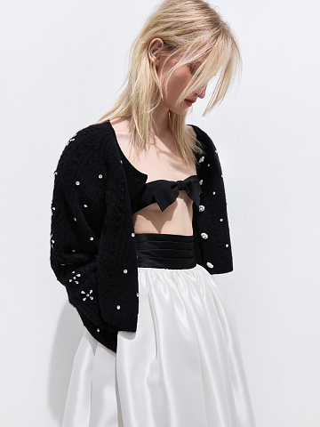 Black cashmere cardigan with rhinestones, 2