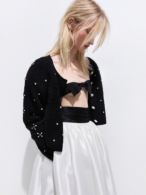 Black cashmere cardigan with rhinestones, 2 Black cashmere cardigan with rhinestones, 2