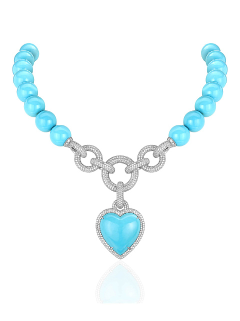 Pendant with heart-shaped Arizona turquoise cabochon, 3