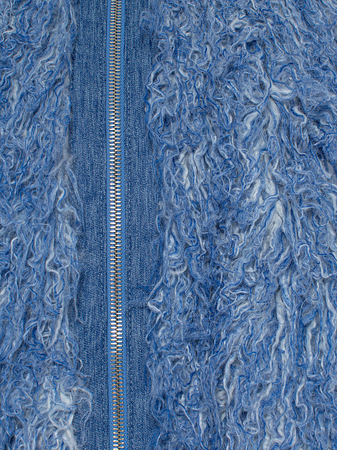 Blue Faux Fur Bomber Jacket, 3