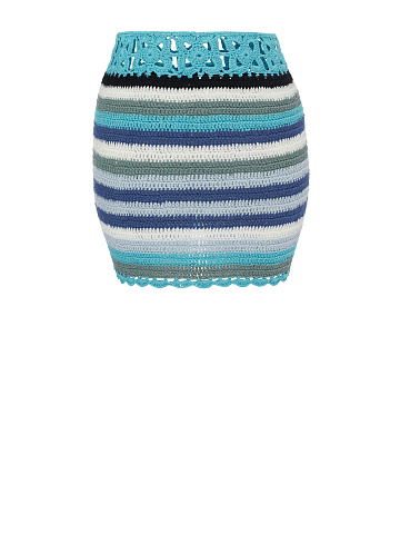 Blue Crochet Knitted Mini Skirt, 2