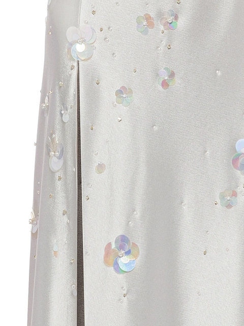 Grey Sequin Silk Maxi Dress, 5