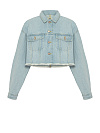 Голубая укороченная джинсовка с рваным низом Голубая укороченная джинсовка с рваным низом