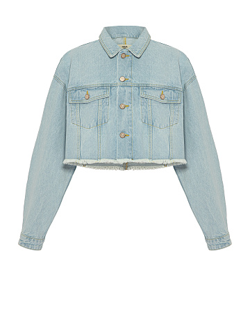 Blue Denim Cropped Jacket, 1