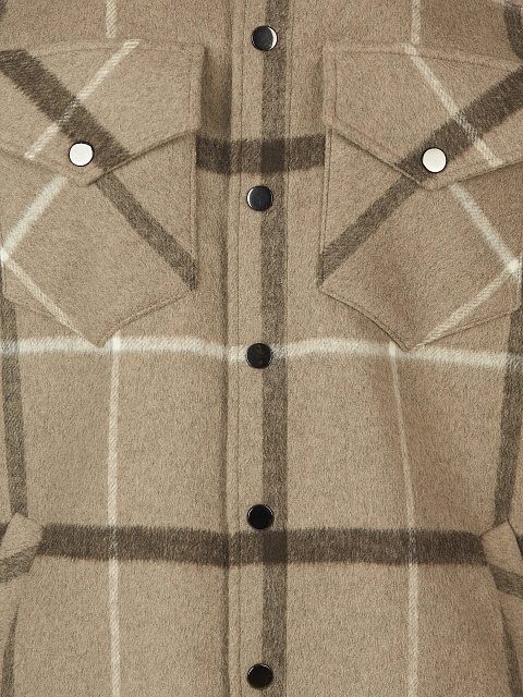 Pale Brown Checked Wool Long Overshirt, 3 Pale Brown Checked Wool Long Overshirt, 3
